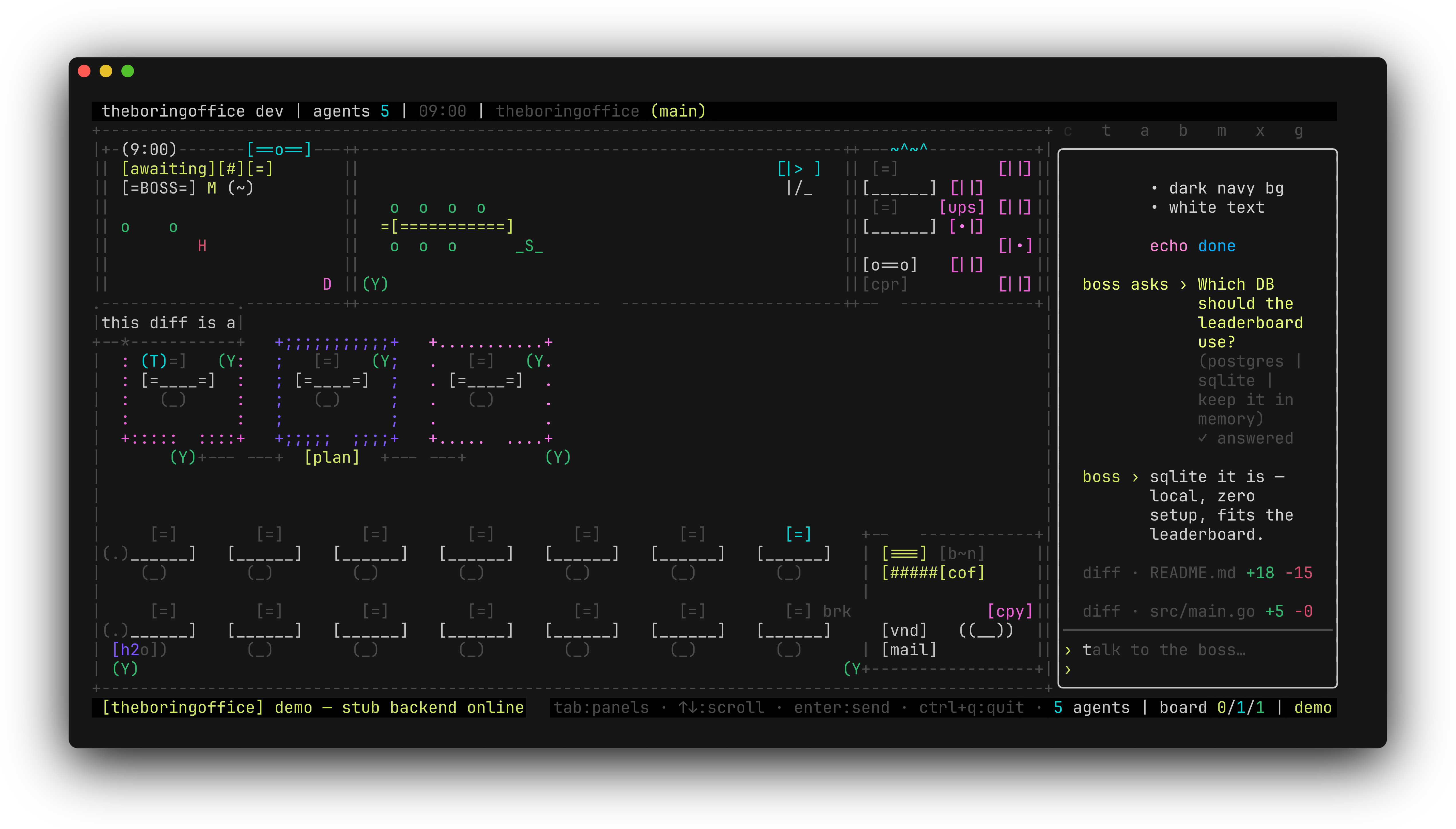 theboringfloor compact layout: 30-column sidebar, short tab letters, two-row input