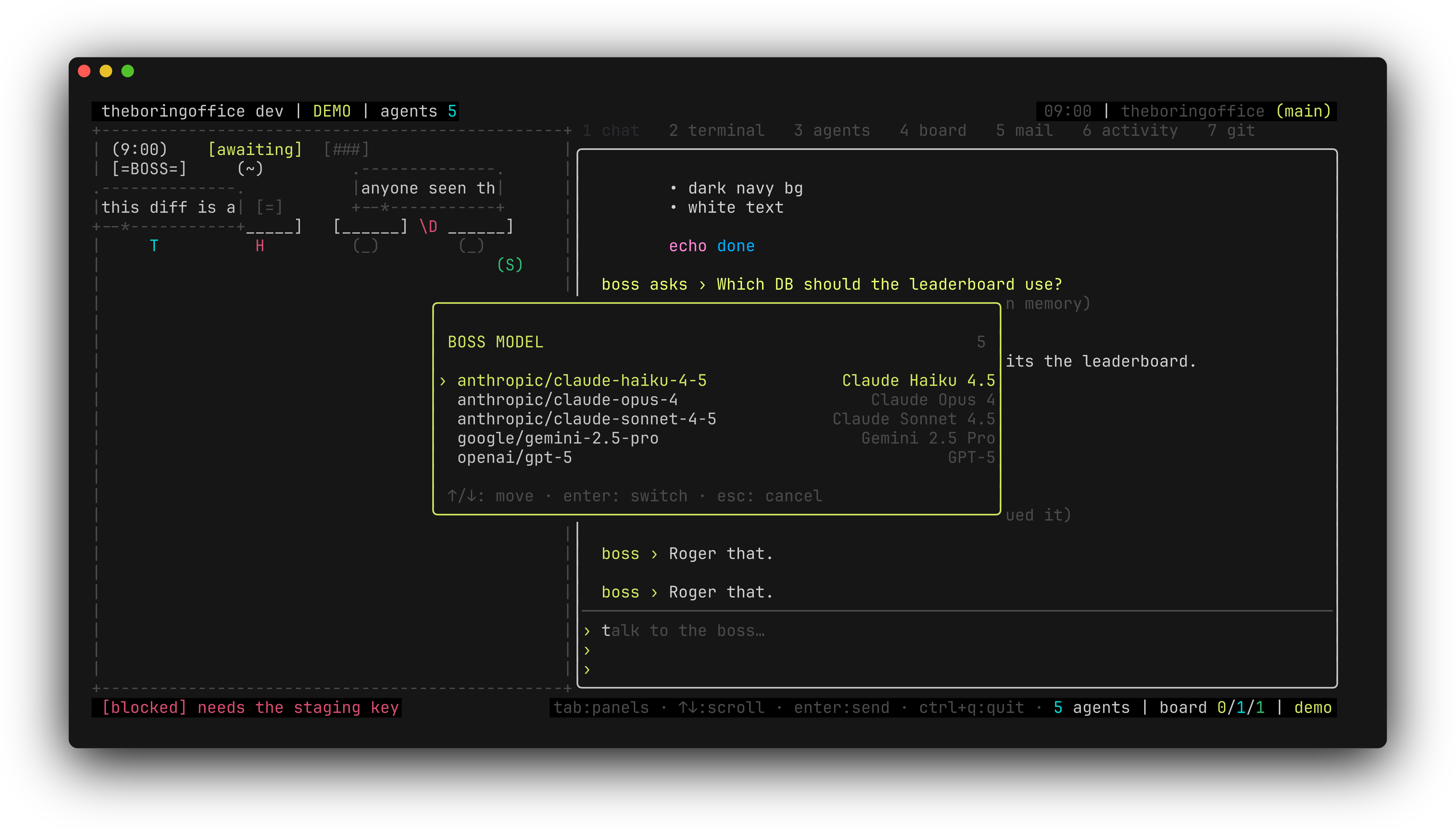 theboringfloor /model command: picking the boss model as provider/model